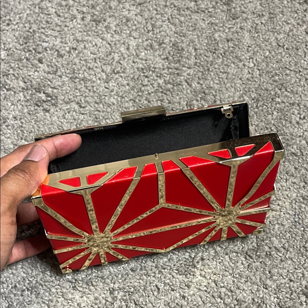 Elegant Red and Gold Clutch